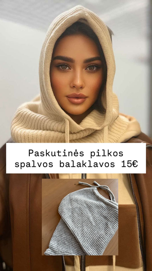 žieminė balaklava pilkos spalvos